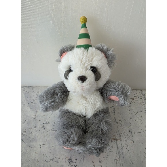 Wallace Berrie Other - Vtg 1983 Wallace Berrie Mini PARTY Panda BEAR w/ Hat 6" Gray & White Plush Korea